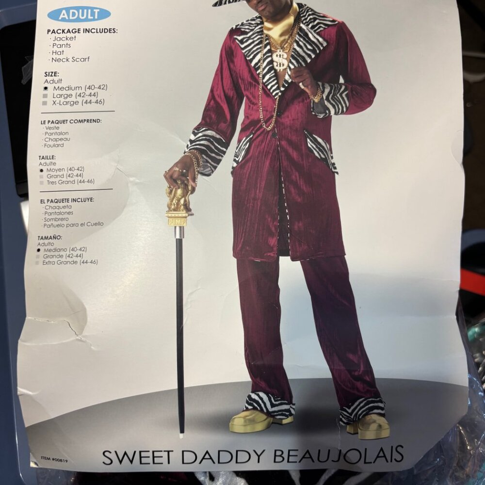 Men's California Costumes Sweet Daddy Pimp costume SZ M
